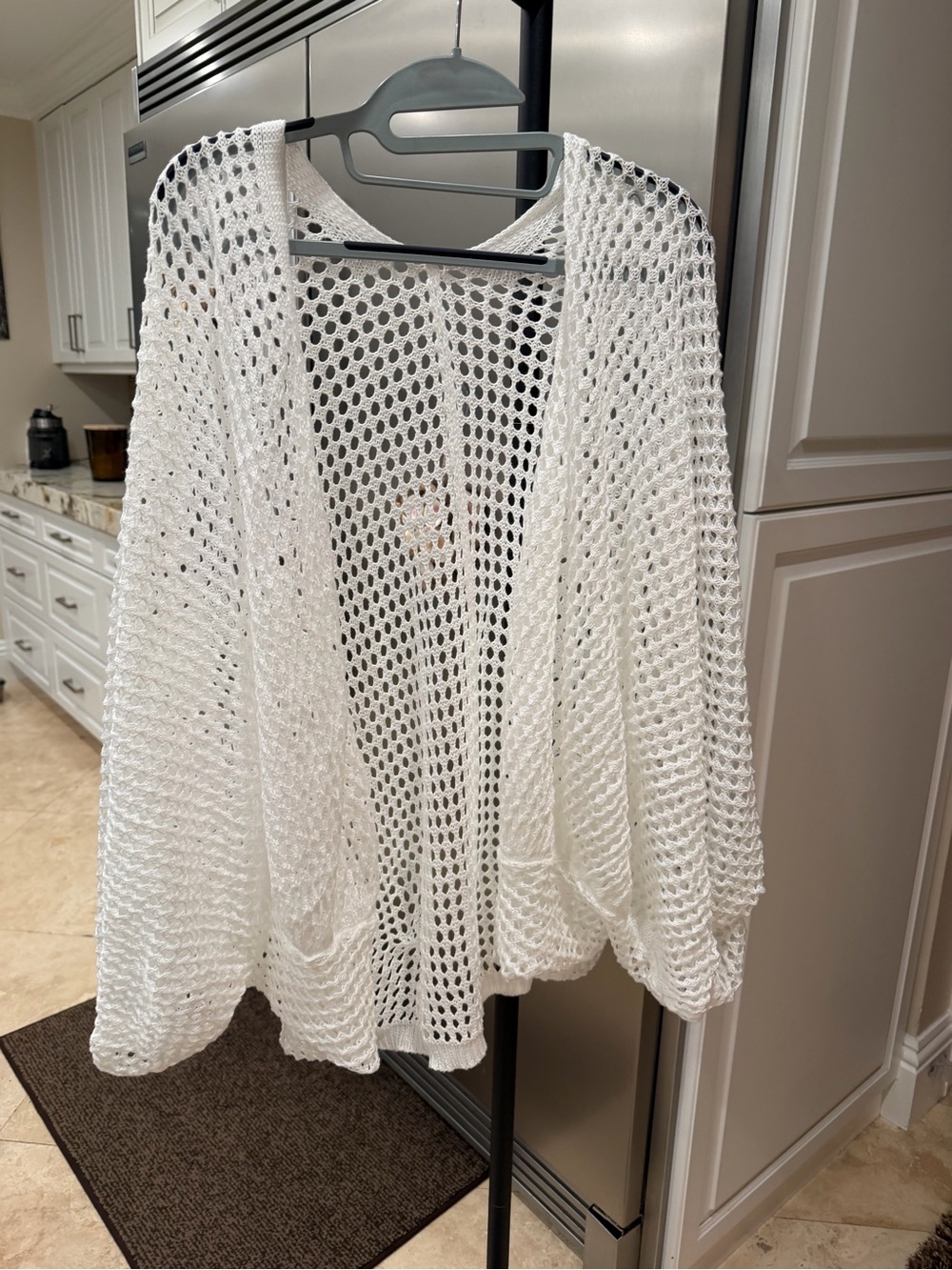 White Open-Knit Women’s Cardigan Sweater